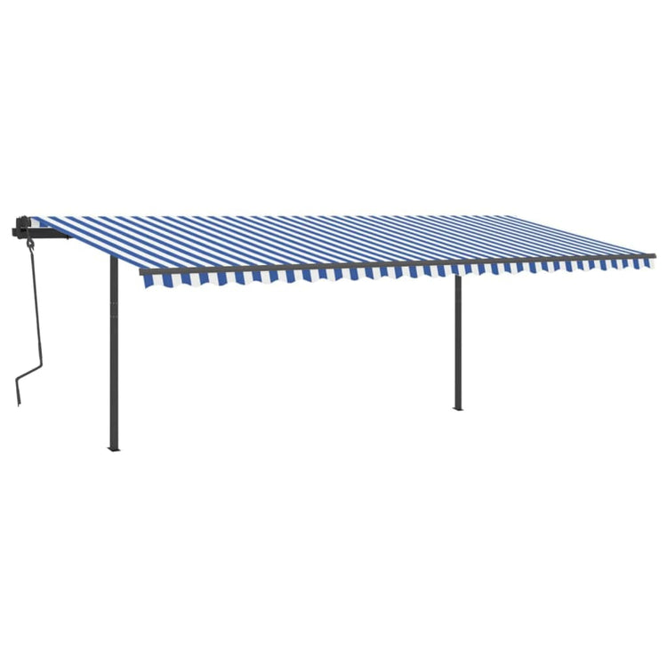 Vidaxl luifel extensible manuellement avec LED 6x3,5 m bleu et blanc