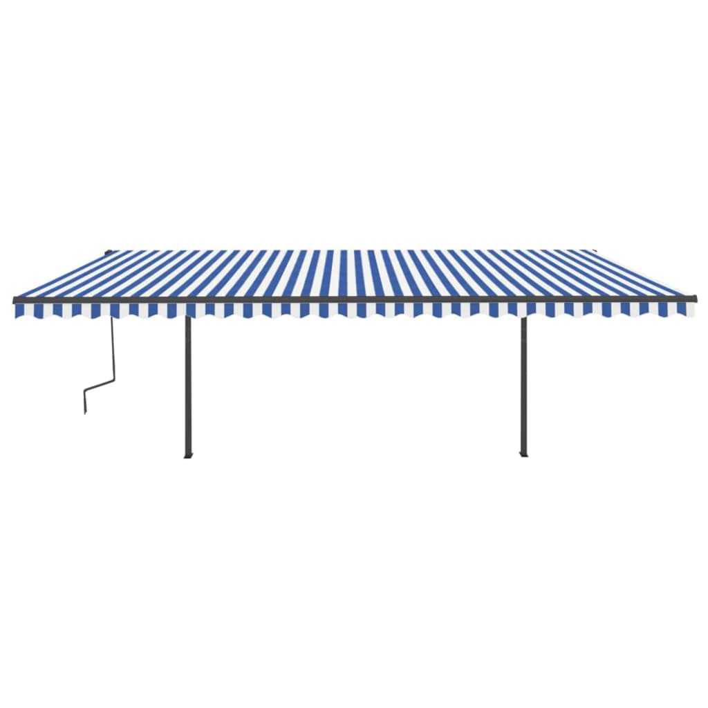 Vidaxl luifel extensible manuellement avec LED 6x3,5 m bleu et blanc