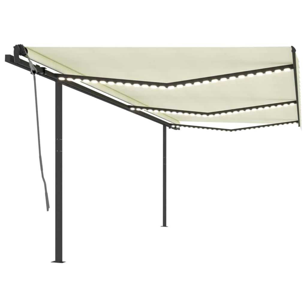 Vidaxl Luifel extensible manuellement avec LED 6x3,5 M crème -colored