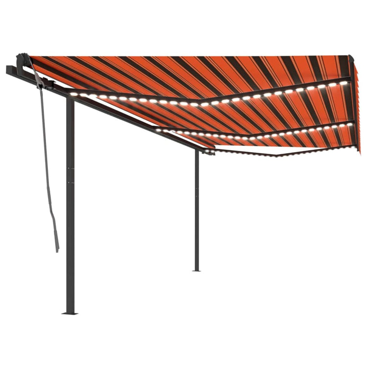 Vidaxl luifel extensible manuellement avec LED 6x3,5 m orange et marron