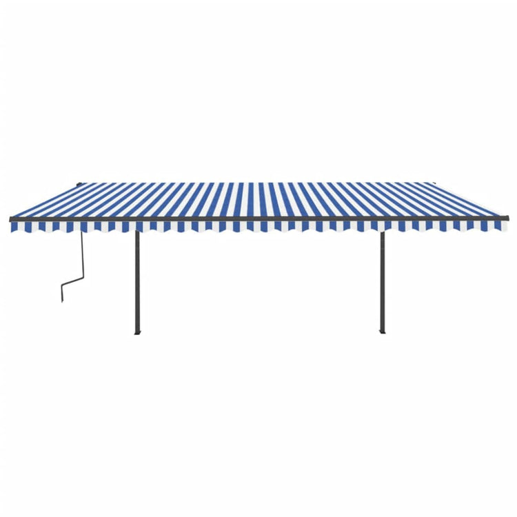 Vidaxl Luifel est automatiquement extensible avec des poteaux 6x3,5 m bleu et blanc
