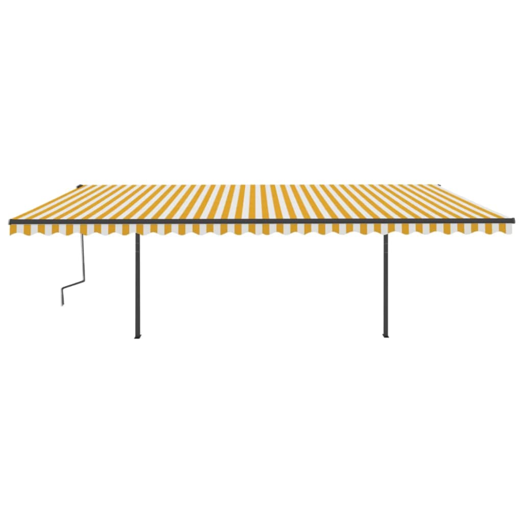 Vidaxl Luifel a automatiquement extensible avec des poteaux 6x3,5 m jaune et blanc