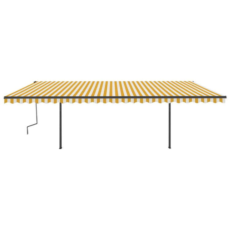 Vidaxl Luifel a automatiquement extensible avec des poteaux 6x3,5 m jaune et blanc
