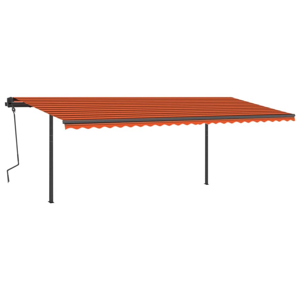 Vidaxl Luifel a automatiquement extensible avec des poteaux 6x3,5 m orange brun