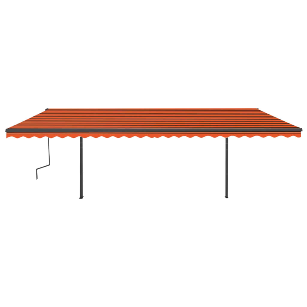Vidaxl Luifel a automatiquement extensible avec des poteaux 6x3,5 m orange brun