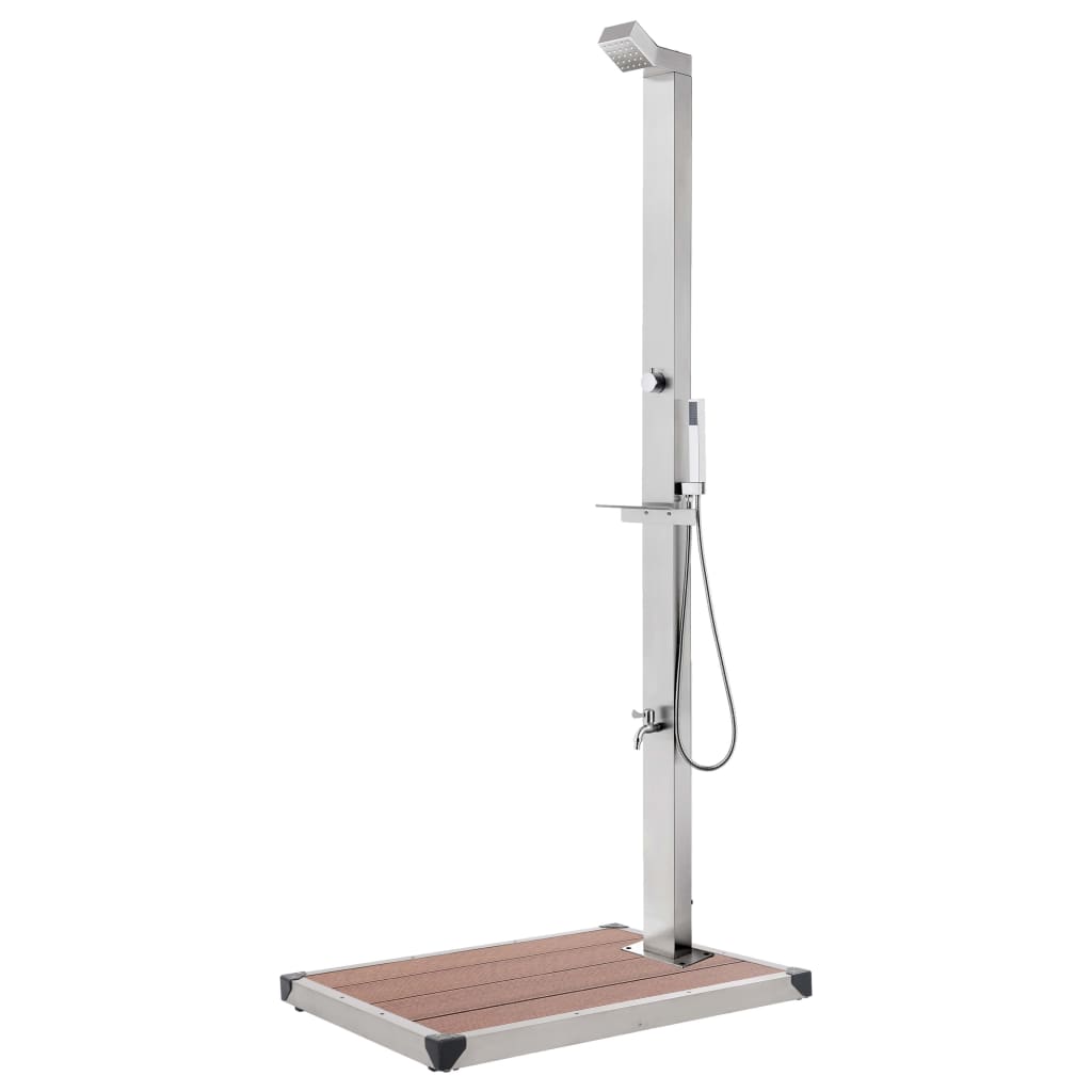 Douche extérieure Vidaxx avec base marron 225 cm en acier inoxydable