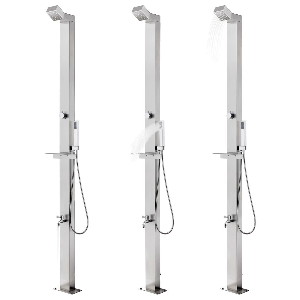 Douche extérieure Vidaxx avec base marron 225 cm en acier inoxydable