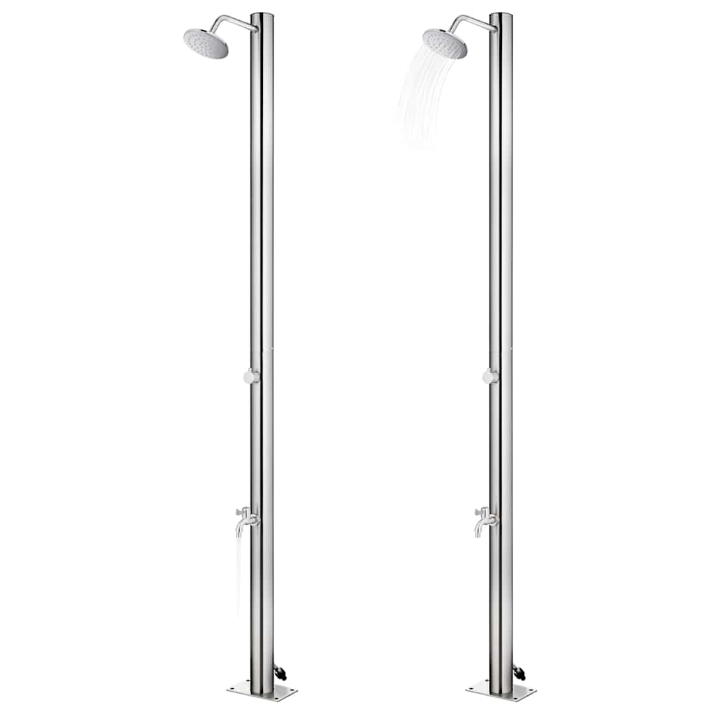 Douche extérieure vidaxl avec base brune 220 cm en acier inoxydable