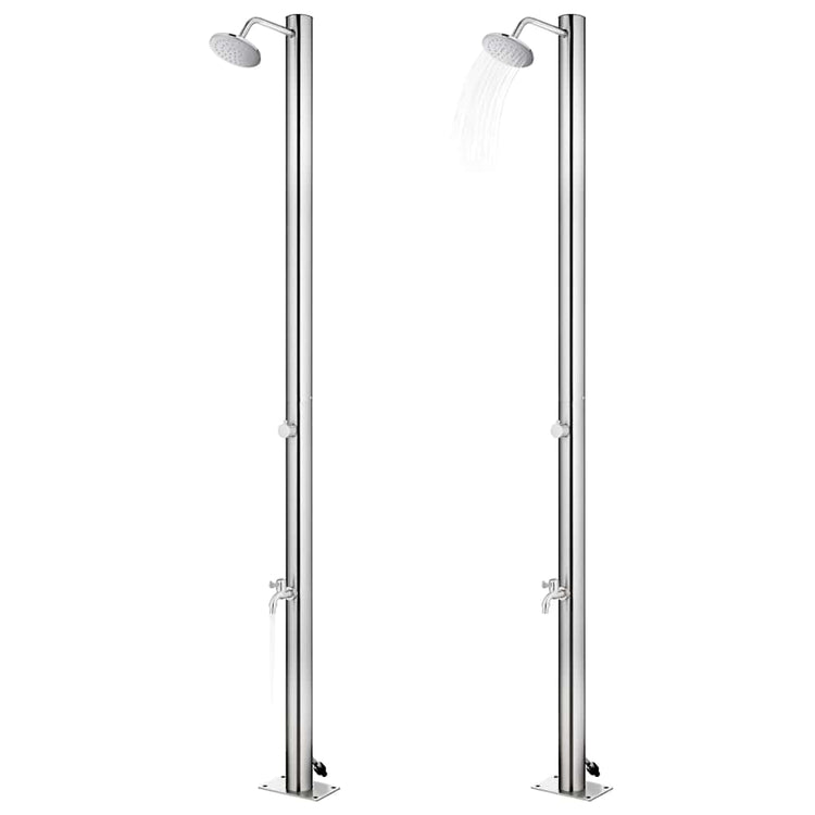 Douche extérieure vidaxl avec base brune 220 cm en acier inoxydable