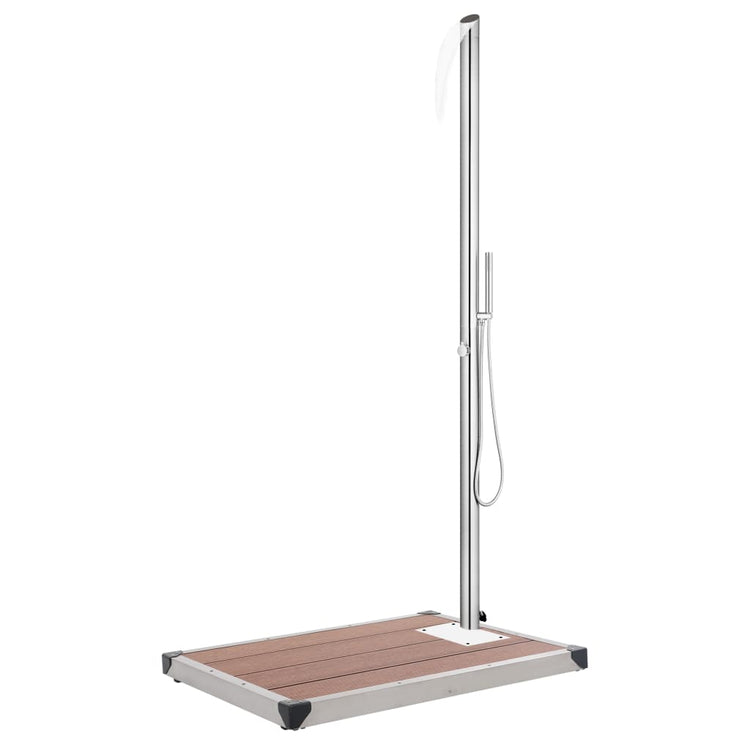 Douche extérieure Vidaxl avec base brune 225 cm en acier inoxydable