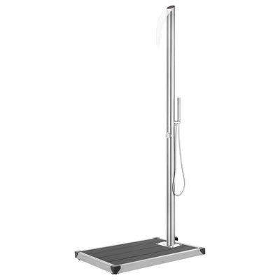 Douche extérieure vidaxl avec base grise de 225 cm en acier inoxydable