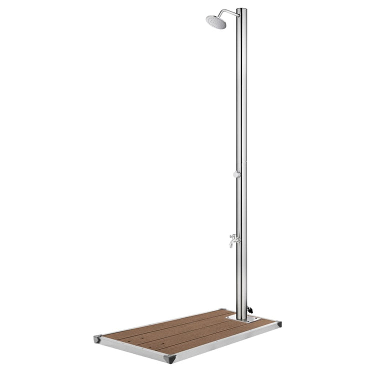 Douche extérieure vidaxl avec base brune 220 cm en acier inoxydable