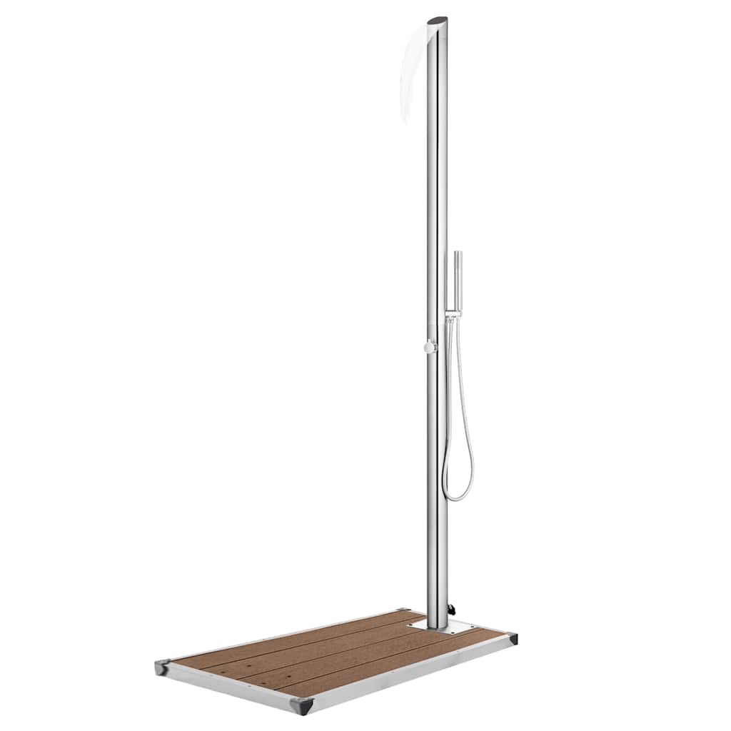 Douche extérieure Vidaxl avec base brune 225 cm en acier inoxydable