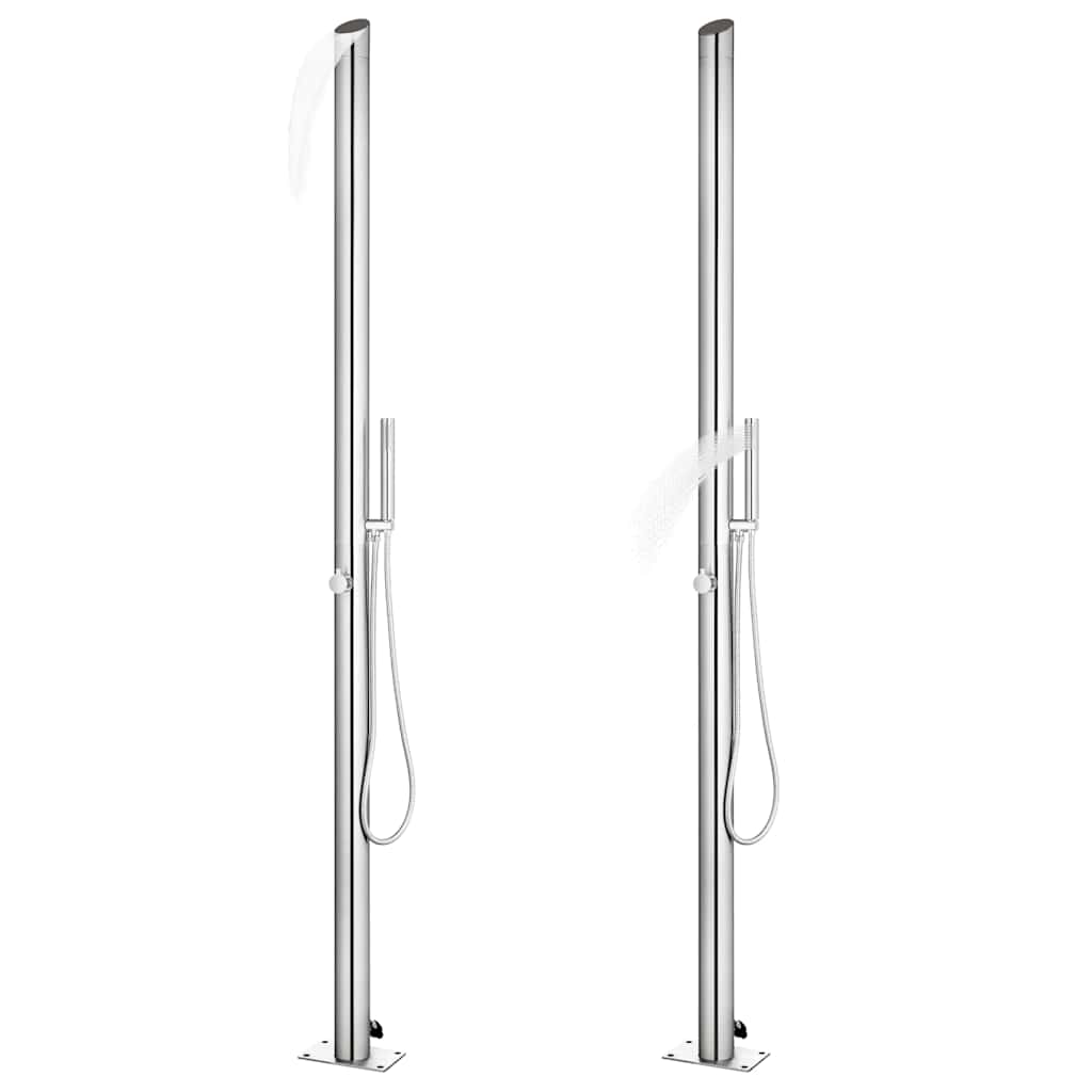 Douche extérieure Vidaxl avec base brune 225 cm en acier inoxydable