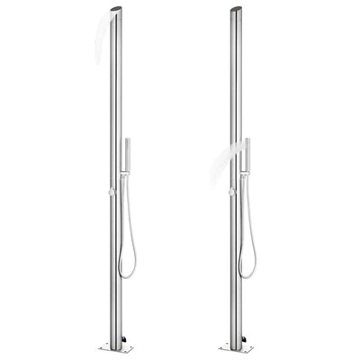 Douche extérieure Vidaxl avec base brune 225 cm en acier inoxydable