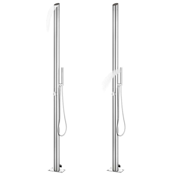 Douche extérieure Vidaxl avec base brune 225 cm en acier inoxydable