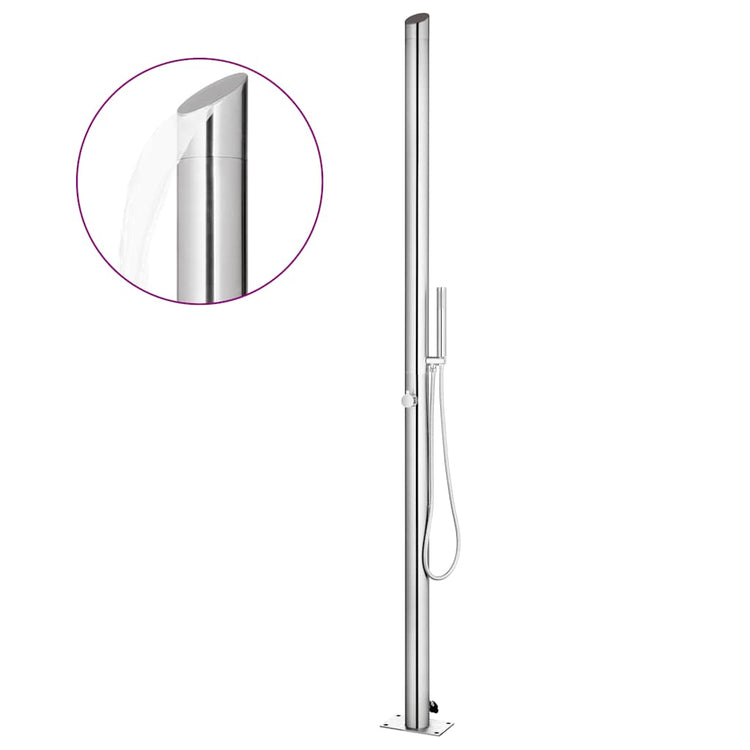 Douche extérieure Vidaxl avec base brune 225 cm en acier inoxydable