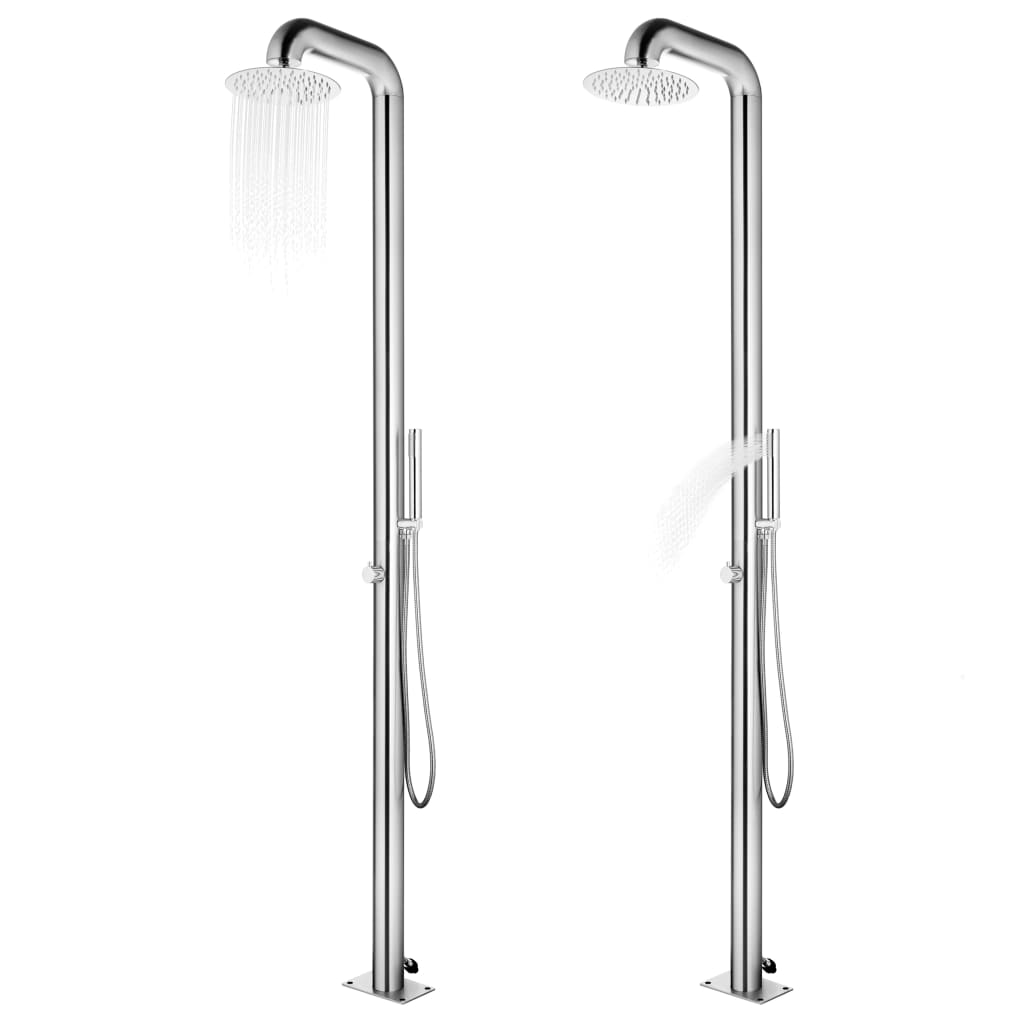 Douche extérieure vidaxl avec base gris 230 cm en acier inoxydable
