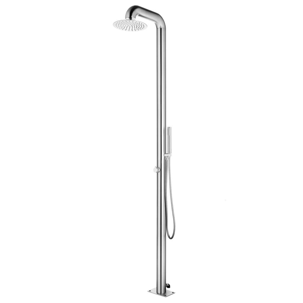 Douche extérieure vidaxl avec base gris 230 cm en acier inoxydable