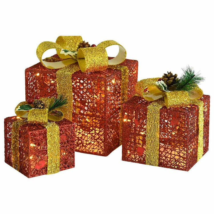 Vidaxl Christmas Decoration Boîtes-cadeaux 3 PCS à l'intérieur du rouge extérieur
