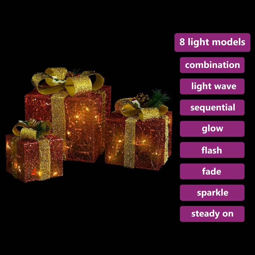 Vidaxl Christmas Decoration Boîtes-cadeaux 3 PCS à l'intérieur du rouge extérieur