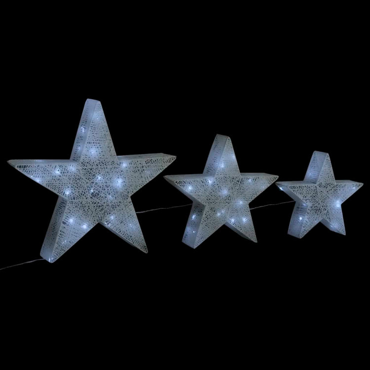 Vidaxl Christmas Decoration Stars 3 ST LED à l'extérieur à l'intérieur de Mesh White