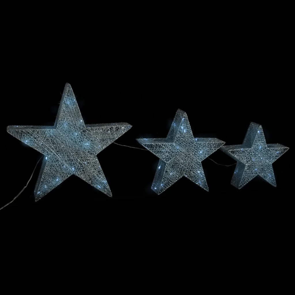 Vidaxl Christmas Decoration Stars 3 ST LED à l'extérieur à l'intérieur de la maille argentée colorée
