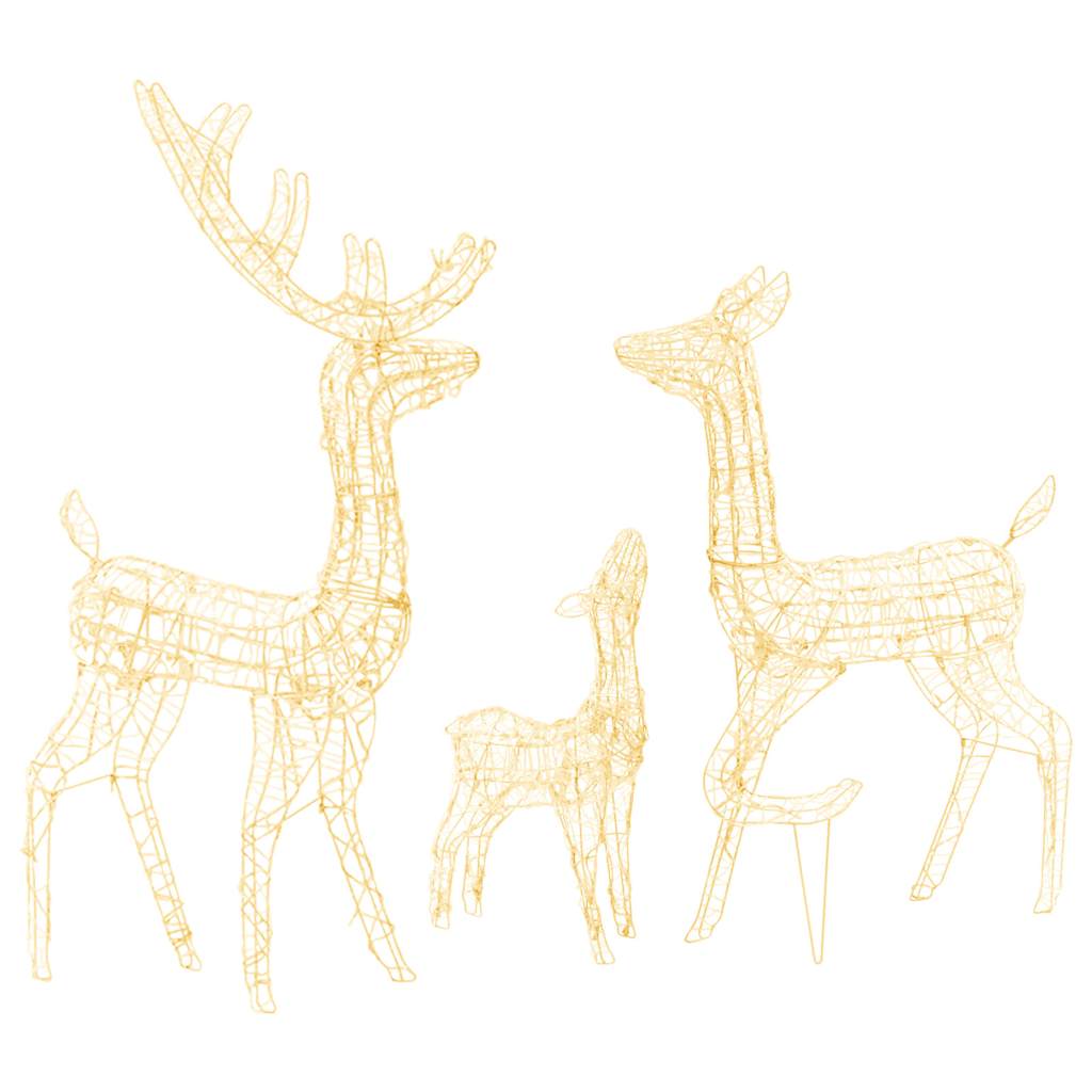 Vidaxl Christmas Decorations Rendeer Family 300 LEDS acrylique blanc chaud