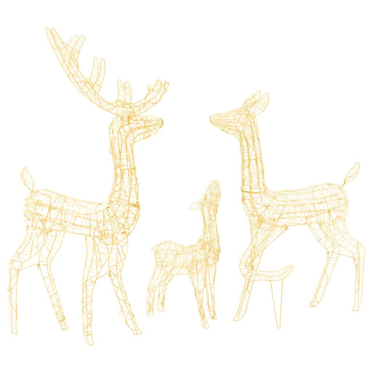Vidaxl Christmas Decorations Rendeer Family 300 LEDS acrylique blanc chaud