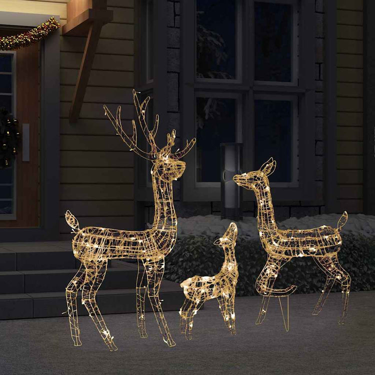 Vidaxl Christmas Decorations Rendeer Family 300 LEDS acrylique blanc chaud