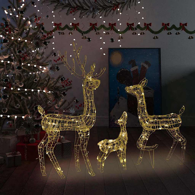 Vidaxl Christmas Decorations Rendeer Family 300 LEDS acrylique blanc chaud