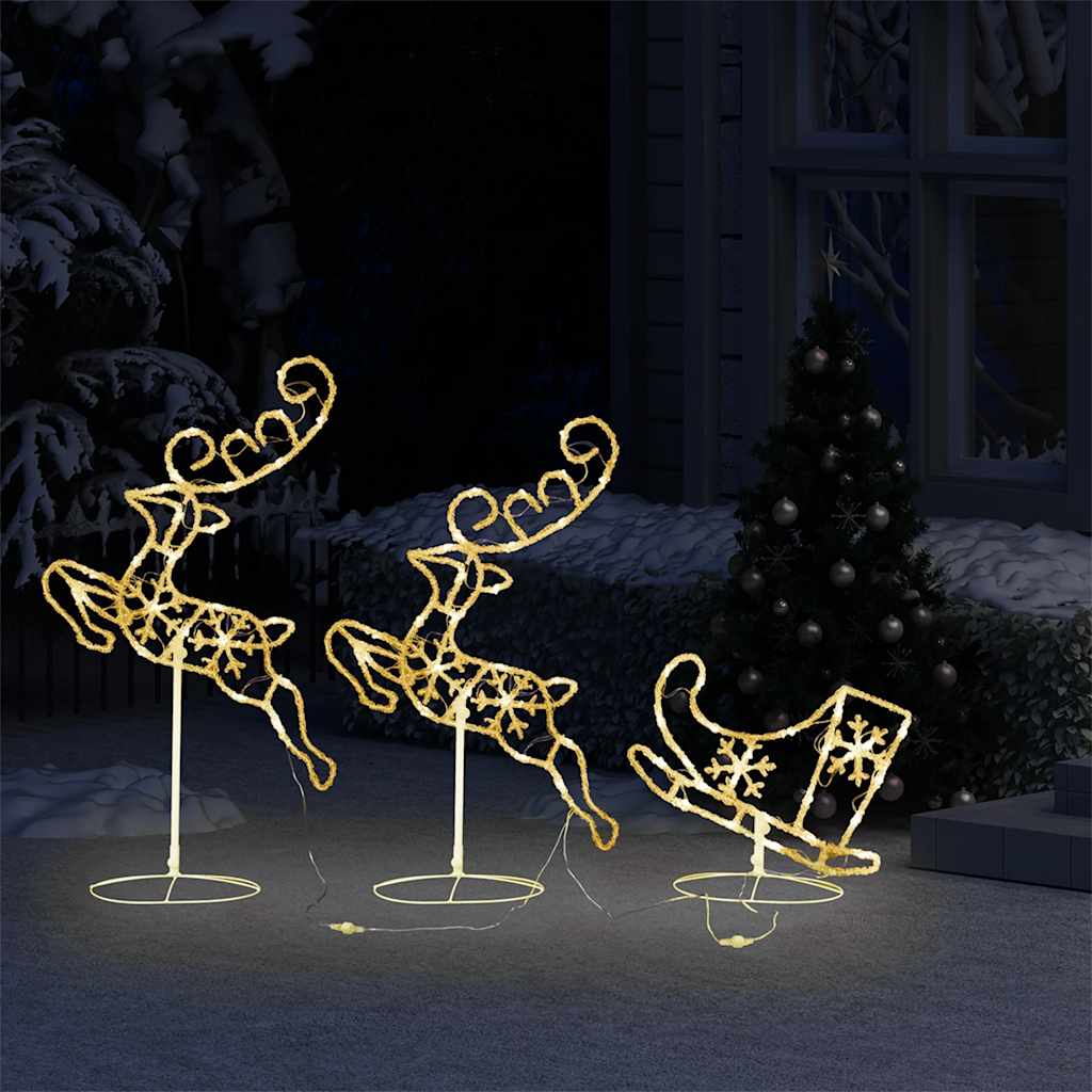 Vidaxl Christmas Decoration Rendeer et SLED 260x21x87 cm acrylique chaud blanc
