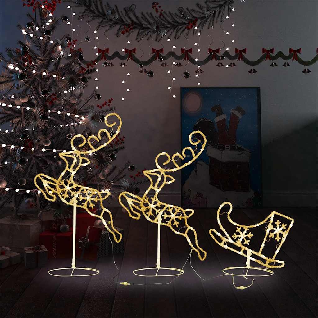 Vidaxl Christmas Decoration Rendeer et SLED 260x21x87 cm acrylique chaud blanc