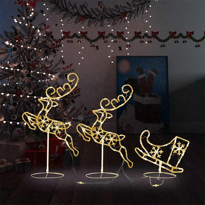 Vidaxl Christmas Decoration Rendeer et SLED 260x21x87 cm acrylique chaud blanc