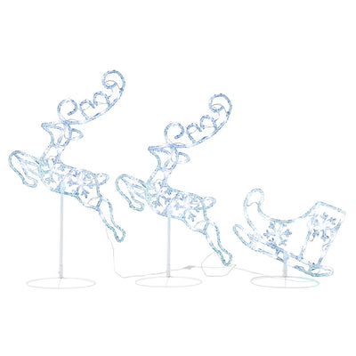 Vidaxl Christmas Decoration Reindeer and Sled 260x21x87 cm acrylique froid blanc