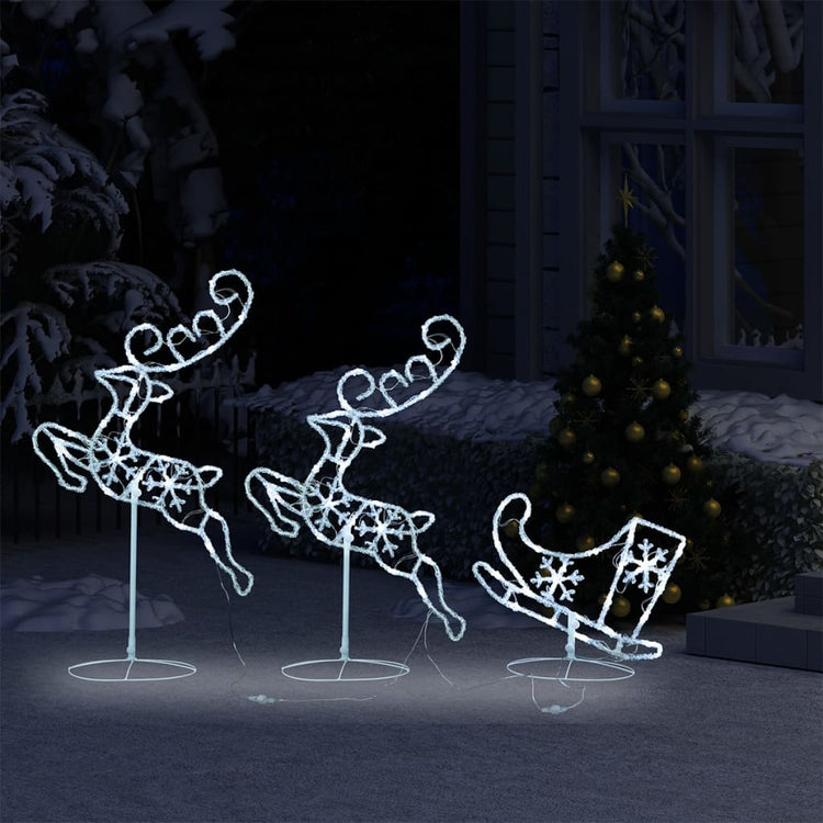 Vidaxl Christmas Decoration Reindeer and Sled 260x21x87 cm acrylique froid blanc