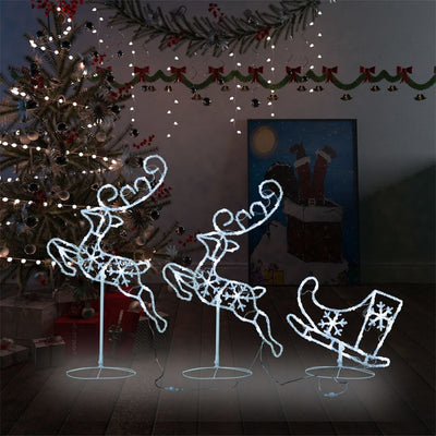 Vidaxl Christmas Decoration Reindeer and Sled 260x21x87 cm acrylique froid blanc