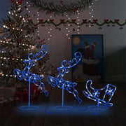 Vidaxl Christmas Decoration Reindeer and Sled 260x21x87cm Bleu acrylique - afbeelding 1