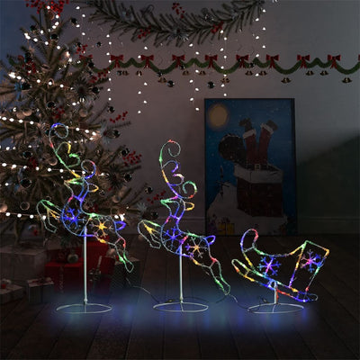 Vidaxl Christmas Decoration Reindeer and Sled 260x21x87 cm Acrylique Multi-Color