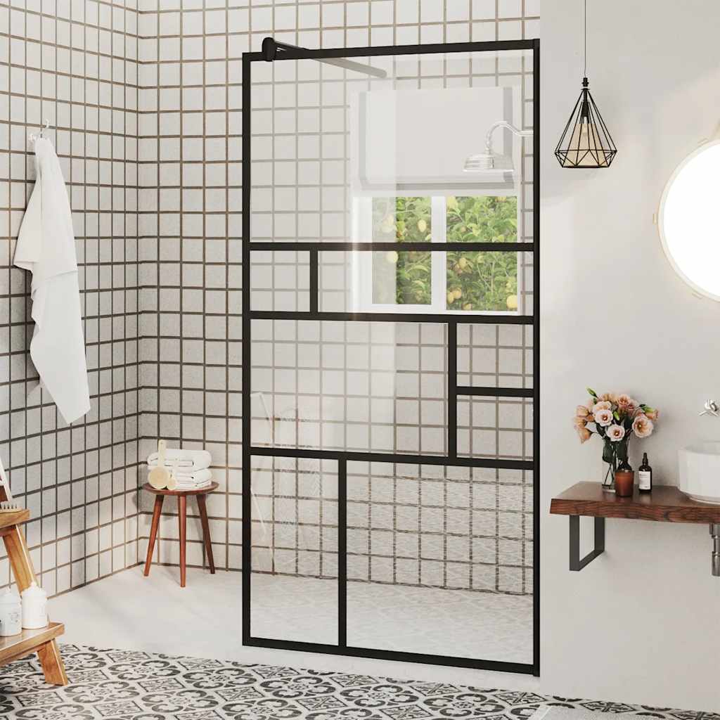 Vidaxl Walk-In Walking Mur 80x195 cm esg-glas transparent et noir