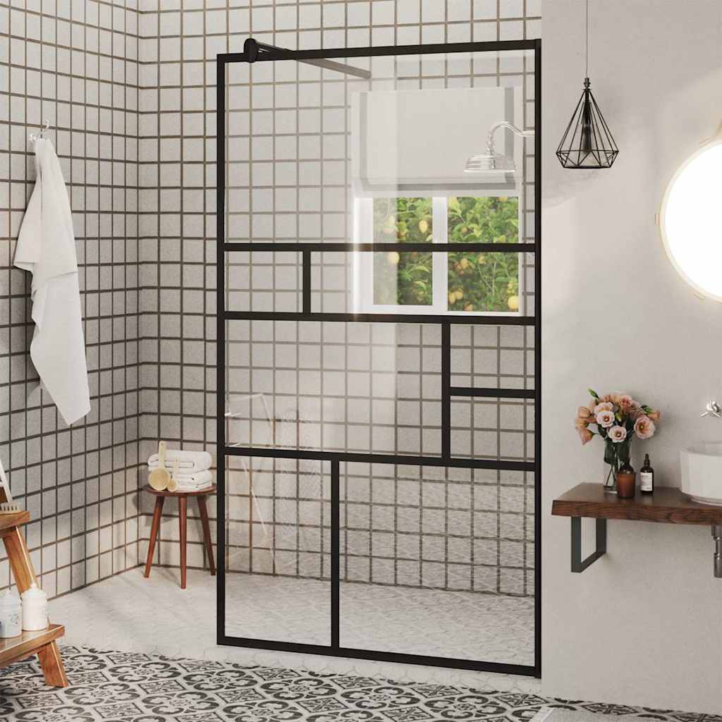Vidaxl Walk-In Walk-In Walk Mur 90x195 cm ESG-GLAS transparent et noir