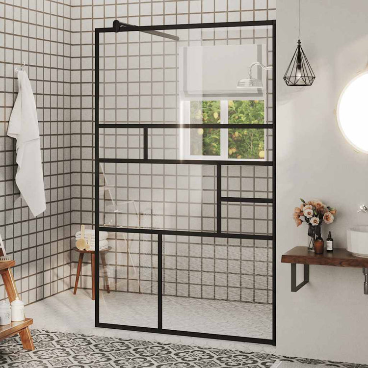 Vidaxl Walk-In Walk-In Walk Murn 100x195 cm esg-glas transparent et noir