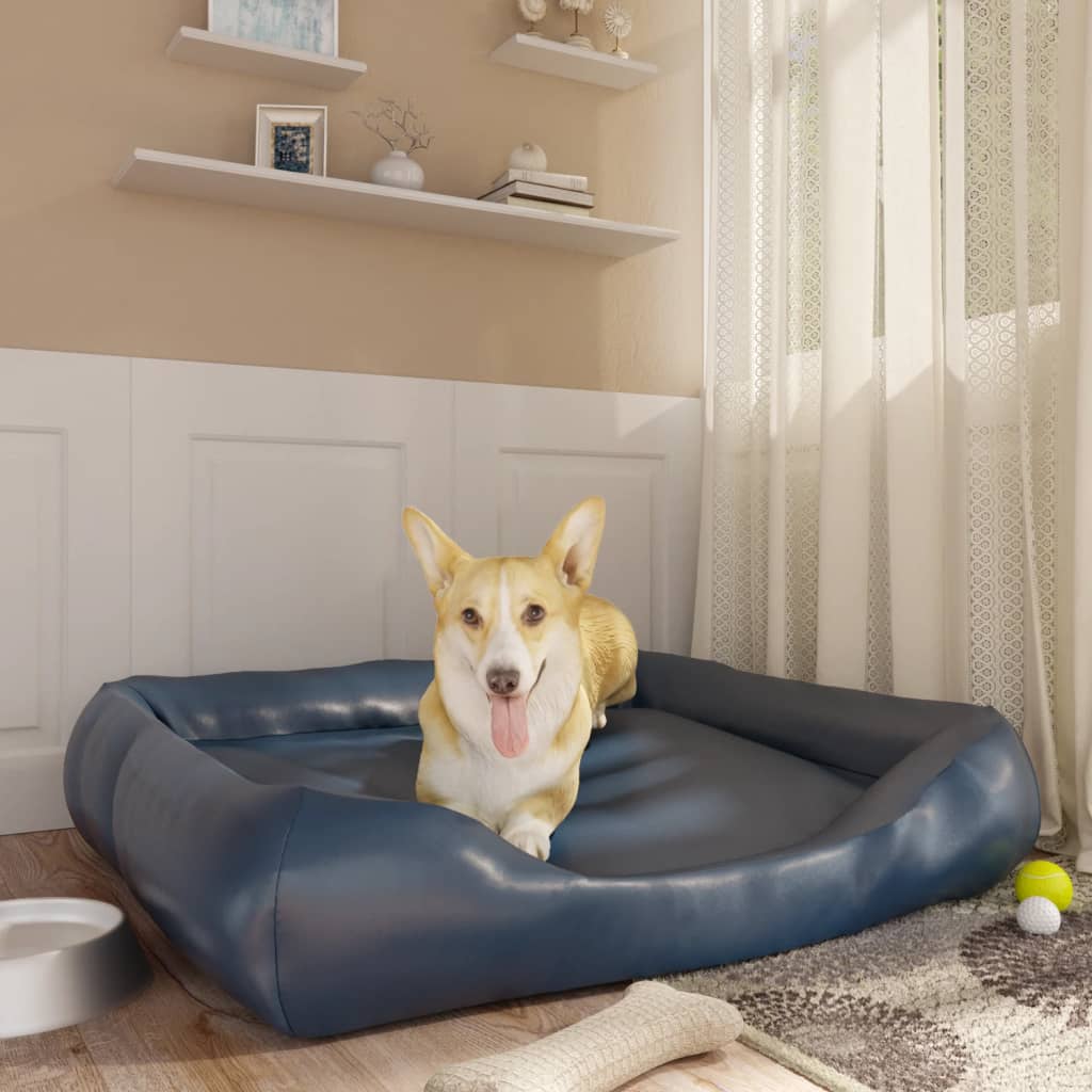 Vidaxl Dog Basket 105x80x25 cm en cuir artificiel bleu foncé