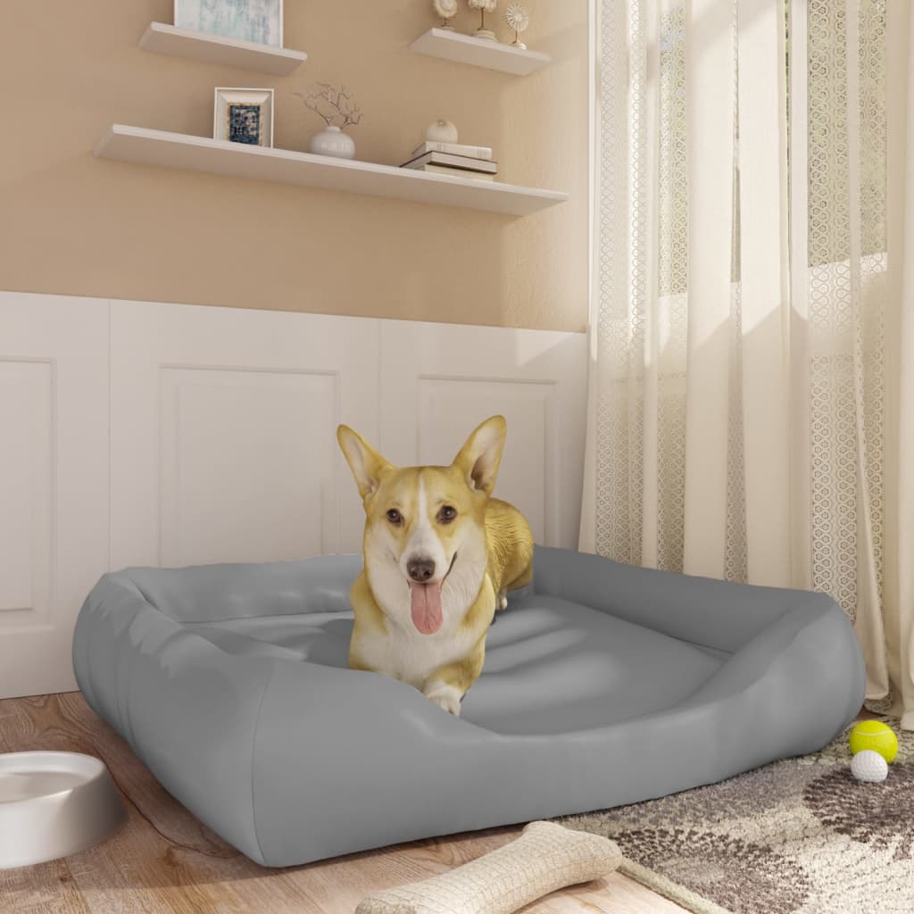 Vidaxl Dog Basket 80x68x23 cm Gris clair en cuir artificiel
