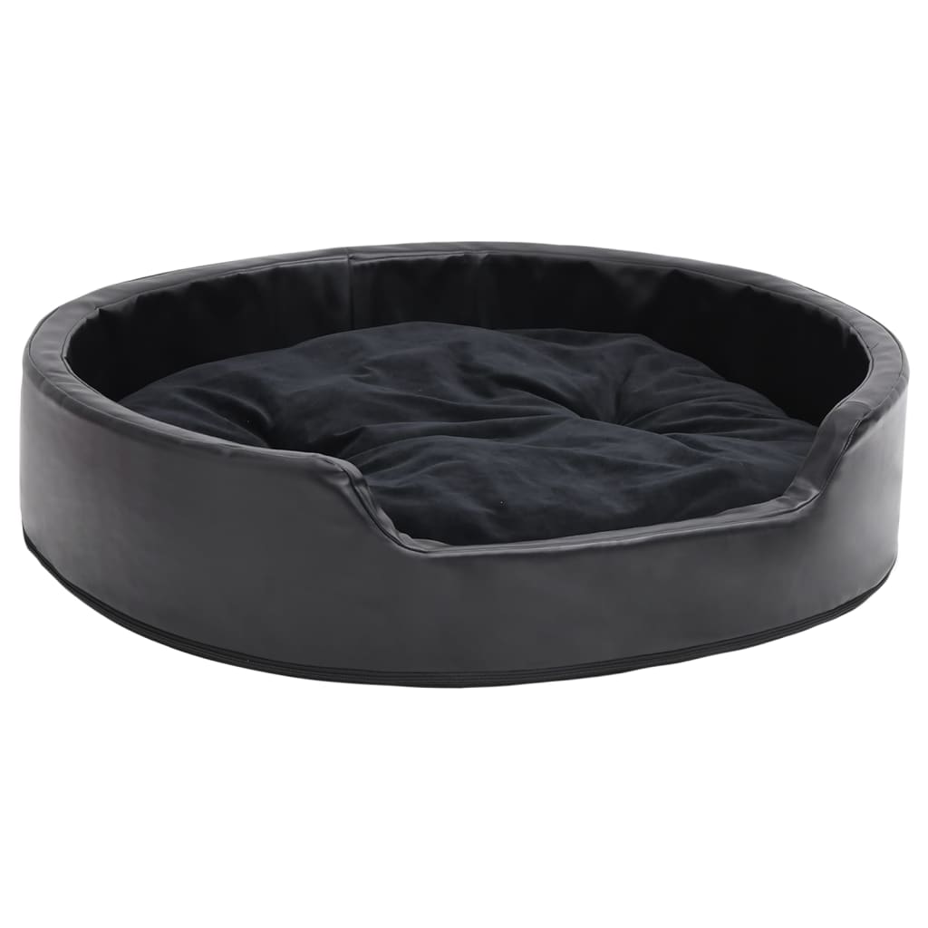 Vidaxl Dog Basket 79x70x19 cm en peluche et en cuir artificiel noir