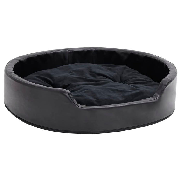 Vidaxl Dog Basket 79x70x19 cm en peluche et en cuir artificiel noir
