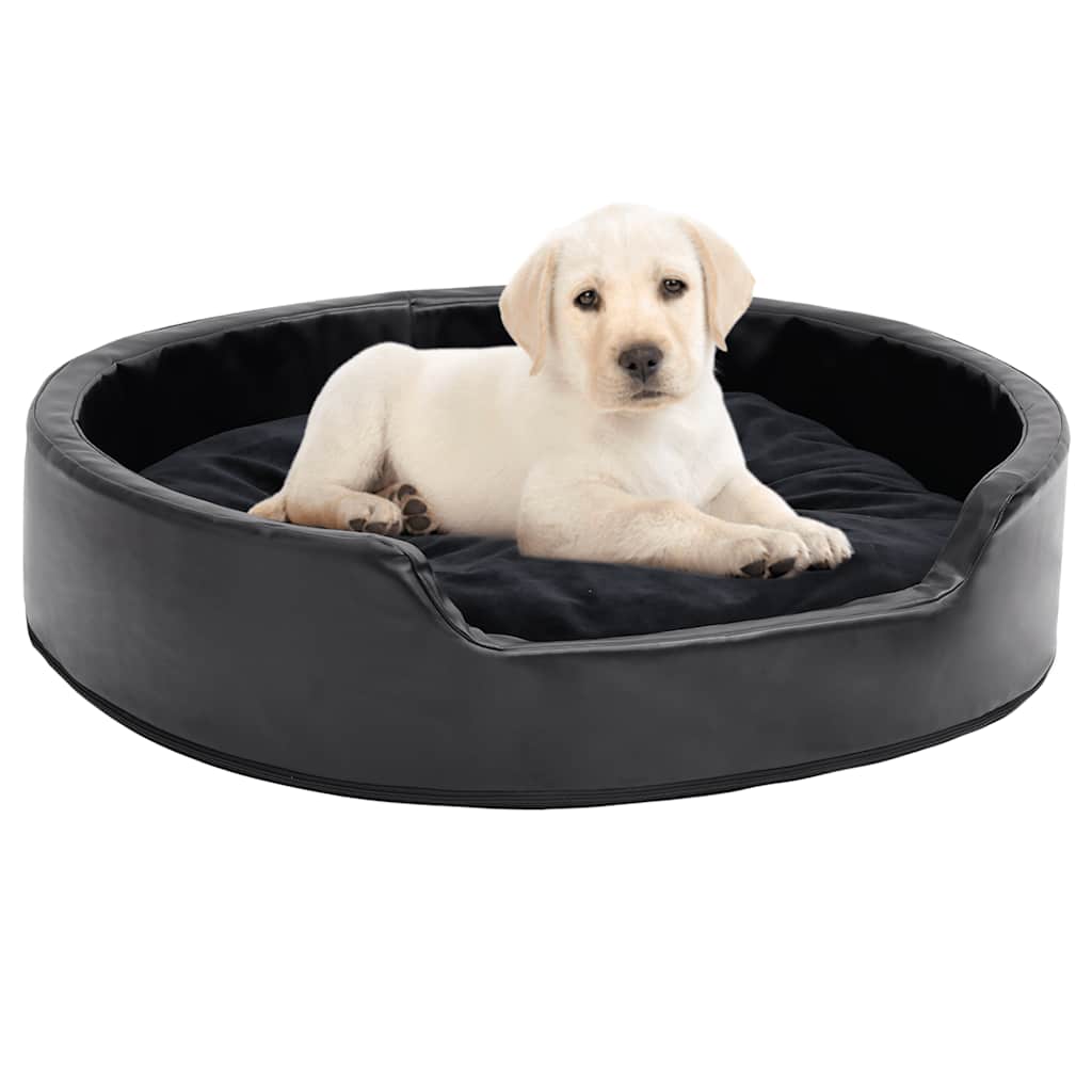Vidaxl Dog Basket 79x70x19 cm en peluche et en cuir artificiel noir