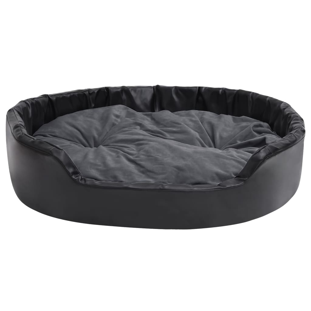 Vidaxl Dog Basket 99x89x21 cm en peluche et cuir artificiel noir et gris foncé
