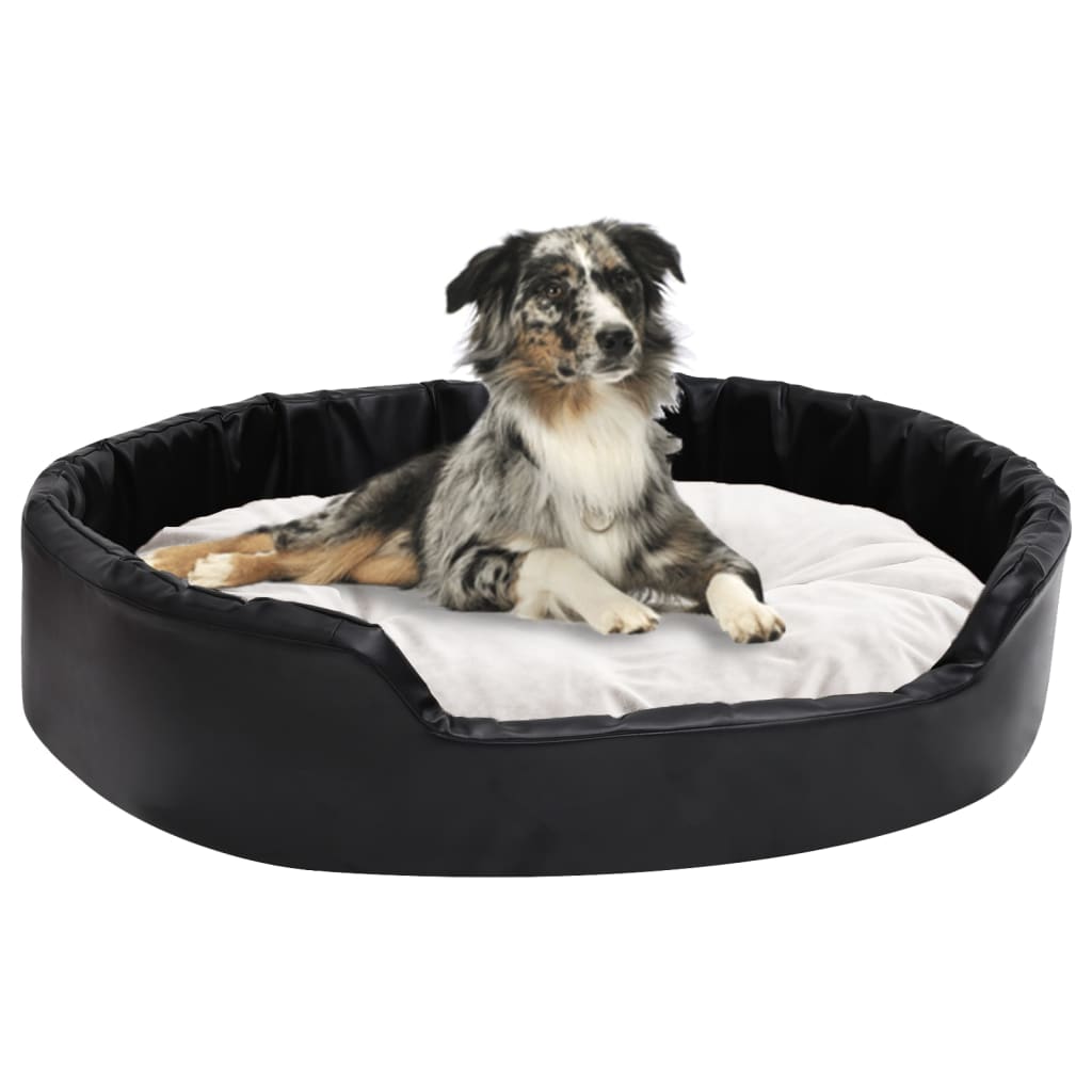 Vidaxl Dog Basket 90x79x20 cm en peluche et en cuir artificiel noir et beige