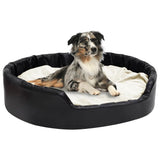 Vidaxl Dog Basket 99x89x21 cm en peluche et en cuir artificiel noir et beige - afbeelding 1